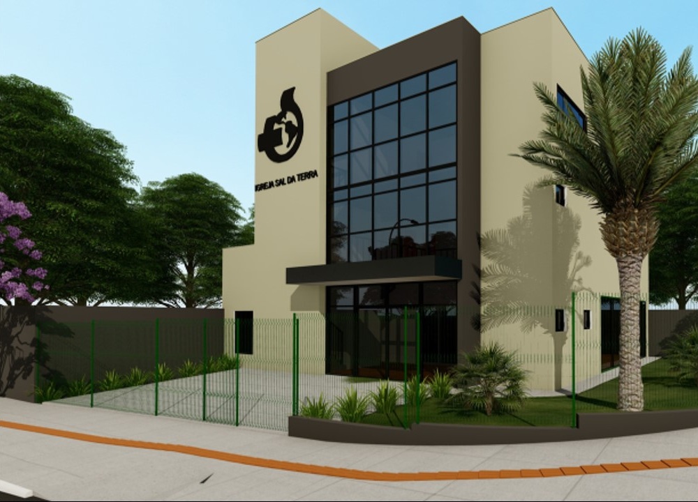 Fachada da Igreja Sal da Terra Brisas do Cerrado em construção ou em evento